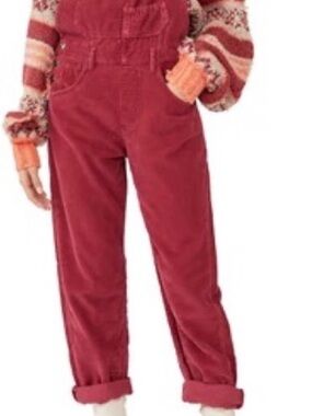 We The Free Corduroy Jumpsuit in Rose Red